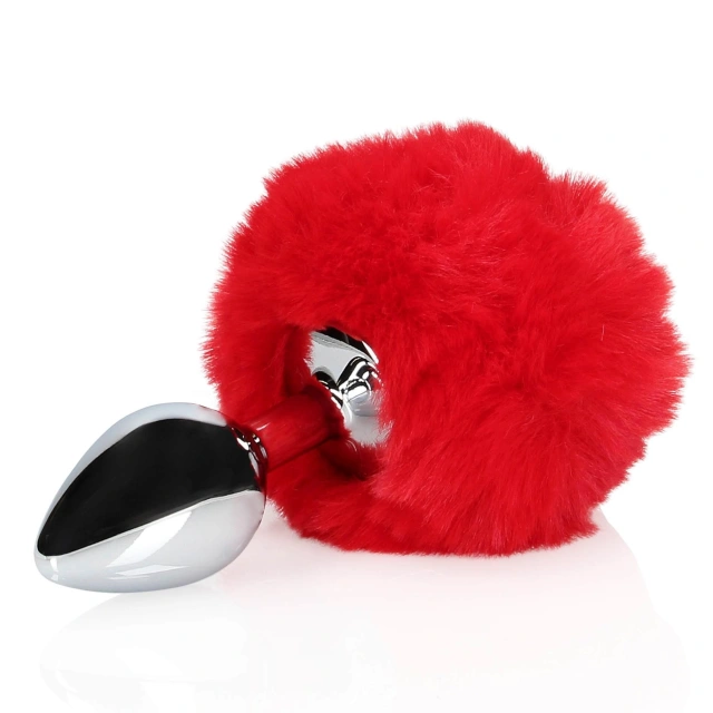 Króliczy ogonek z metalowym korkiem analnym - Bunny Tail with Metal Butt Plug