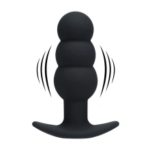 Tri Bulb Vibrating Silicone Anal Plug - Black