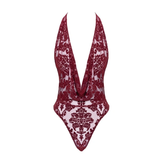 Body F386 Kink Royal Cascade Bodysuit L Noir Handmade 