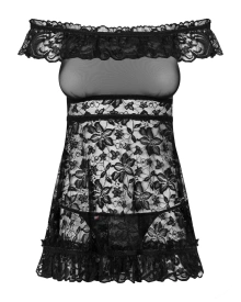 Koronkowa Babydoll Ze Stringami Flores S/M Obsessive 