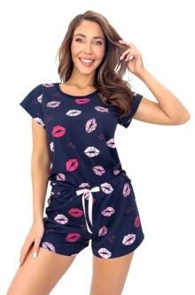 Piżama Kiss Short Granatowy wzór
