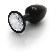 Aluminiowy korek analny z przezroczystym kryształem Small - Round Gem Butt Plug - Small