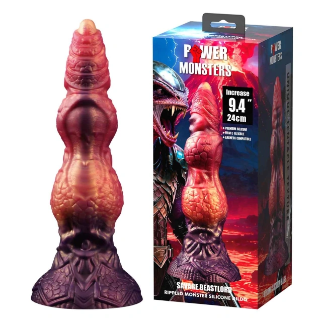 Power Monsters Savage Beastlord – 24 cm Rippled Monster Silicone Dildo