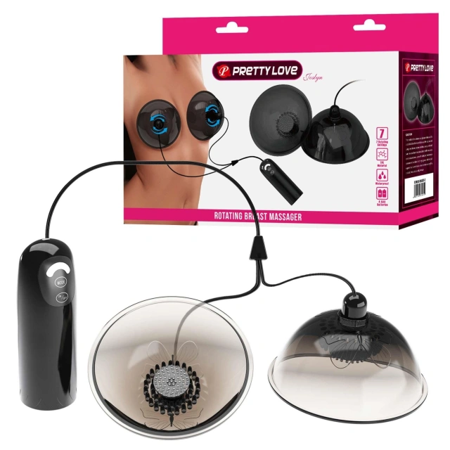Stymulator Łechtaczki Joslyn Rotating Breast Massager – Black Pretty Love z Obrotowymi Kulkami Czarny 