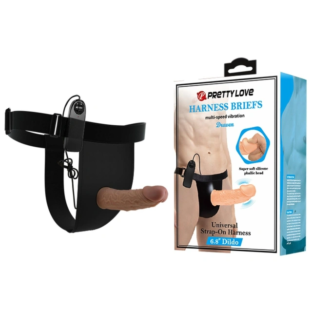 Proteza Penisa Strap-on Harness Briefs- Draven Strap-on 6 Pretty Love Wibrujący 