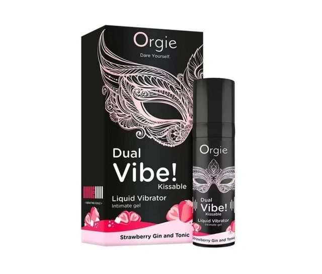 Płynny Wibrator Smakowy Truskawkowy Gin z Tonikiem (Strawberry Gin & Tonic) Dual Vibe Orgie