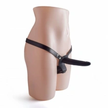 Silikonowy Strap On z Wibracjami Podwójna Penetracja Czarny 