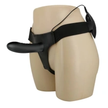 Silikonowy Strap On Pusty Myron 18cm z Wibracjami Czarny 