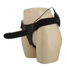 Silikonowy Strap On Pusty z Wibracjami Vito 17cm Czarny 