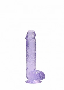 Dildo z Przyssawką i Jądrami Crystal Clear Realrock 15cm Fioletowy 