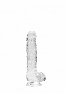 Dildo z Przyssawką i Jądrami Crystal Clear Realrock 15cm Przeźroczysty 
