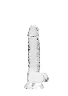 Dildo z Przyssawką i Jądrami Crystal Clear Realrock 18cm Przeźroczysty 