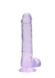 Dildo z Przyssawką i Jądrami Crystal Clear Realrock 20cm Fioletowy 
