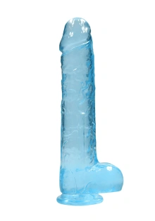 Dildo z Przyssawką i Jądrami Crystal Clear Realrock 25 cm Niebieski 