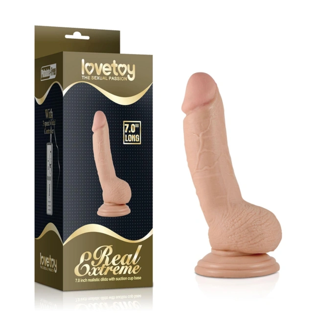 Dildo z Przyssawką Real Extreme Lovetoy Wibrujący 17,8 Cm 