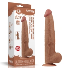 Dildo z Przyssawką King Sized Sliding Skin Dual Layer Brown Lovetoy 34,3 Cm 