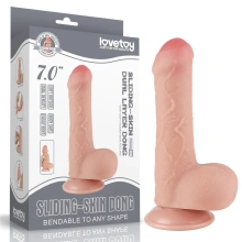 Dildo z Przyssawką Sliding Skin Dual Layer Lovetoy 17,8 Cm Cielisty 