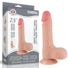 Dildo z Przyssawką Sliding Skin Dual Layer Lovetoy 19,1 Cm Cielisty 