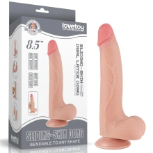 Dildo z Przyssawką Sliding Skin Dual Layer Lovetoy 21,6 Cm Cielisty 