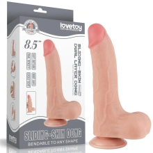Dildo z Przyssawką Sliding Skin Dual Layer Lovetoy 21,6 Cm Cielisty 