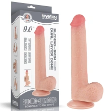 Dildo z Przyssawką Sliding Skin Dual Layer Lovetoy 22,9 Cm Cielisty 