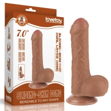 Dildo z Przyssawką Sliding Skin Dual Layer Brown Lovetoy 17,8 Cm 