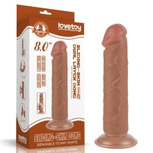 Dildo z Przyssawką Sliding Skin Dual Layer Brown Lovetoy 20,3 Cm 