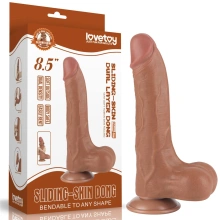 Dildo z Przyssawką Sliding Skin Dual Layer Brown Lovetoy 21,6 Cm 