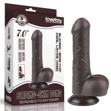 Dildo z Przyssawką Sliding Skin Dual Layer Lovetoy 17,8 Cm Czarny 