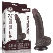 Dildo z Przyssawką Sliding Skin Dual Layer Lovetoy 19,1 Cm Czarny 