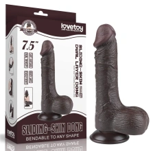 Dildo z Przyssawką Sliding Skin Dual Layer Lovetoy 19,1 Cm Czarny 