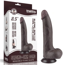 Dildo z Przyssawką Sliding Skin Dual Layer Lovetoy 21,6 Cm Czarny 