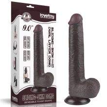 Dildo z Przyssawką Sliding Skin Dual Layer Lovetoy 22,9 Cm Czarny 