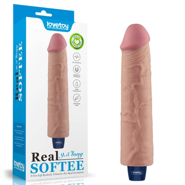 Dildo z Przyssawką Żelowy REAL Softee Rechargeable TPE Dildo(flesh) 