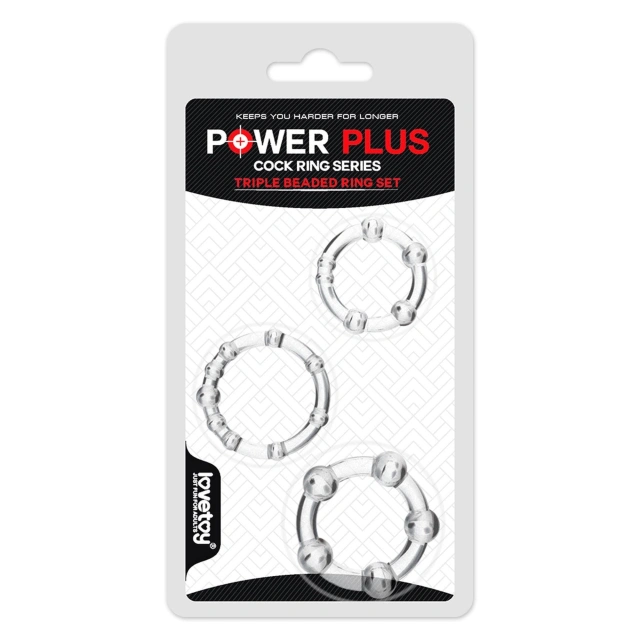 Pierścień Erekcyjny Power Plus Triple Beaded Set Lovetoy Koralikowy 