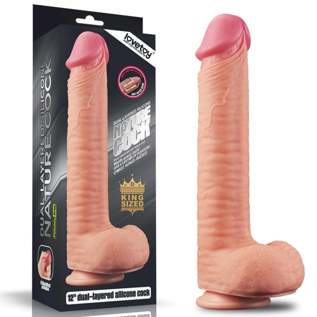 Dildo z Przyssawką Silikonowy Dual Layered Platinum Silicone Cock Lovetoy 