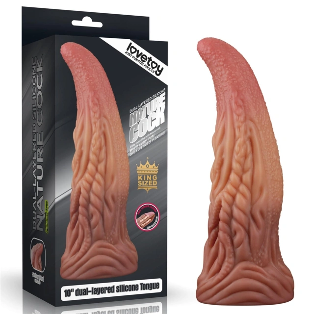 Dildo Silikonowy Dual Layered Platinum Silicone Tongue Lovetoy 25,4 Cm 