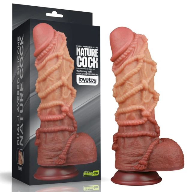 Dildo Silikonowy Dual Layered Platinum Silicone Cock With Rope Lovetoy 