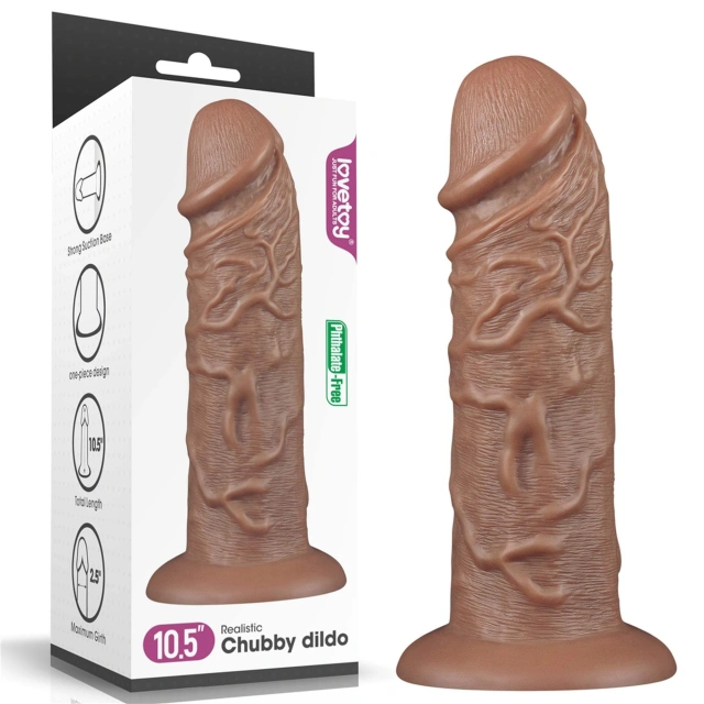 Realistyczne Dildo z Żyłami Chubby 24cm Brązowy 