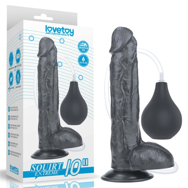 Penis z Wytryskiem Dildo Duże 25cm Czarny 