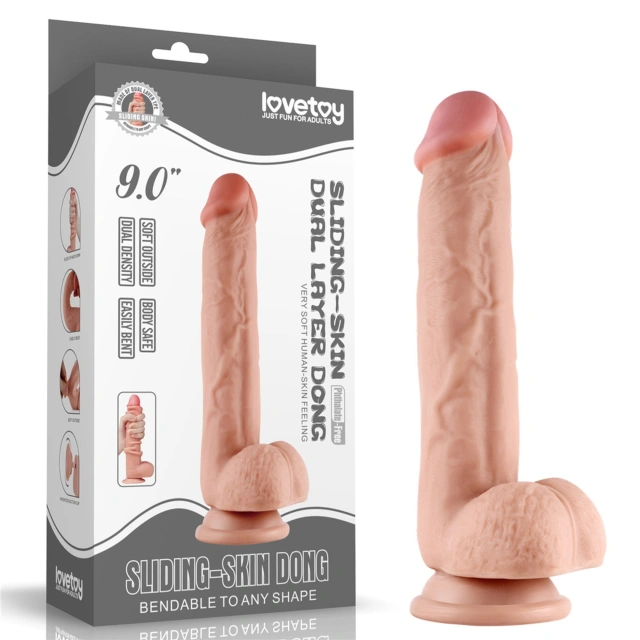Dildo z Przyssawką i Ruchomą Skórą Lovetoy 24cm | 100% ORYGINAŁ| DYSKRETNA PRZESYŁKA