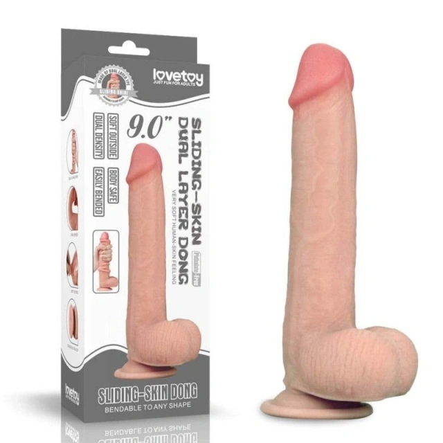 Dildo z Przyssawką i Ruchomą Skórą Lovetoy 23cm | 100% ORYGINAŁ| DYSKRETNA PRZESYŁKA