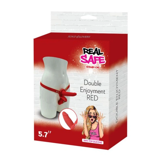 Podwójny strap-on Double Enjoyment Red – czerwony