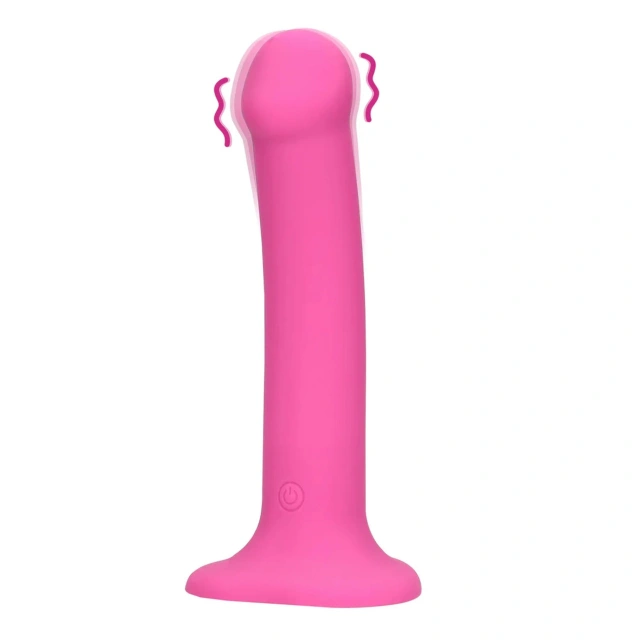 Non-Phallic Vibrating Dildo - Medium - Powerful Pink