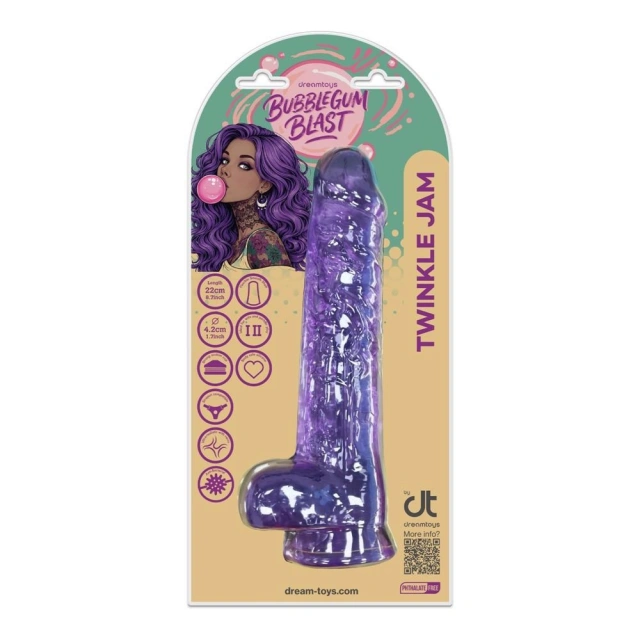 BUBBLEGUM BLAST TWINKLE JAM PURPLE CLASSIC JELLY 8,7 INCH DILDO