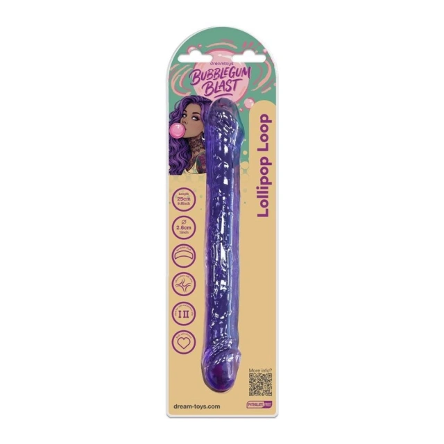 BUBBLEGUM BLAST LOLLIPOP LOOP PURPLE CLASSIC JELLY 9,8 INCH DOUBLE DONG