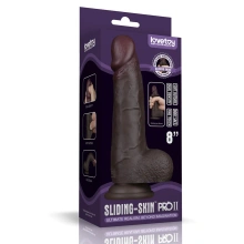 8'' Sliding Skin Pro II Dual Layer Silicone Dong (Black)