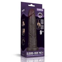 9'' Sliding Skin Pro II Dual Layer Silicone Dong (Black)