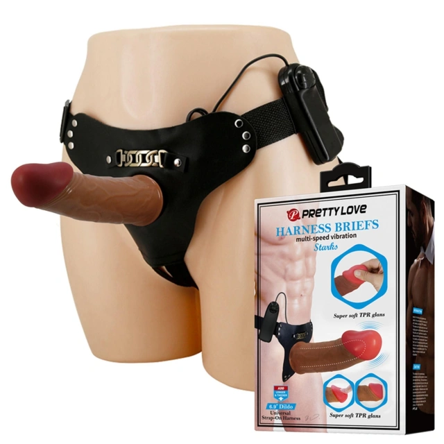 Proteza Penisa Strap-on Harness Briefs Starks Universal Strap-on Harness 6 Pretty Love Wibrujący 