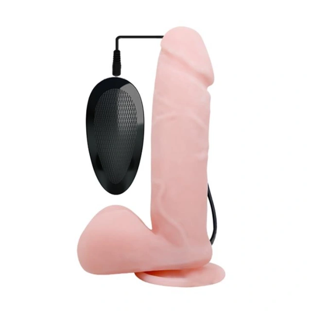 Realistyczny wibrator 19,5 cm pilot przyssawka miękki cyberskóra – Baile Oliver 9,5